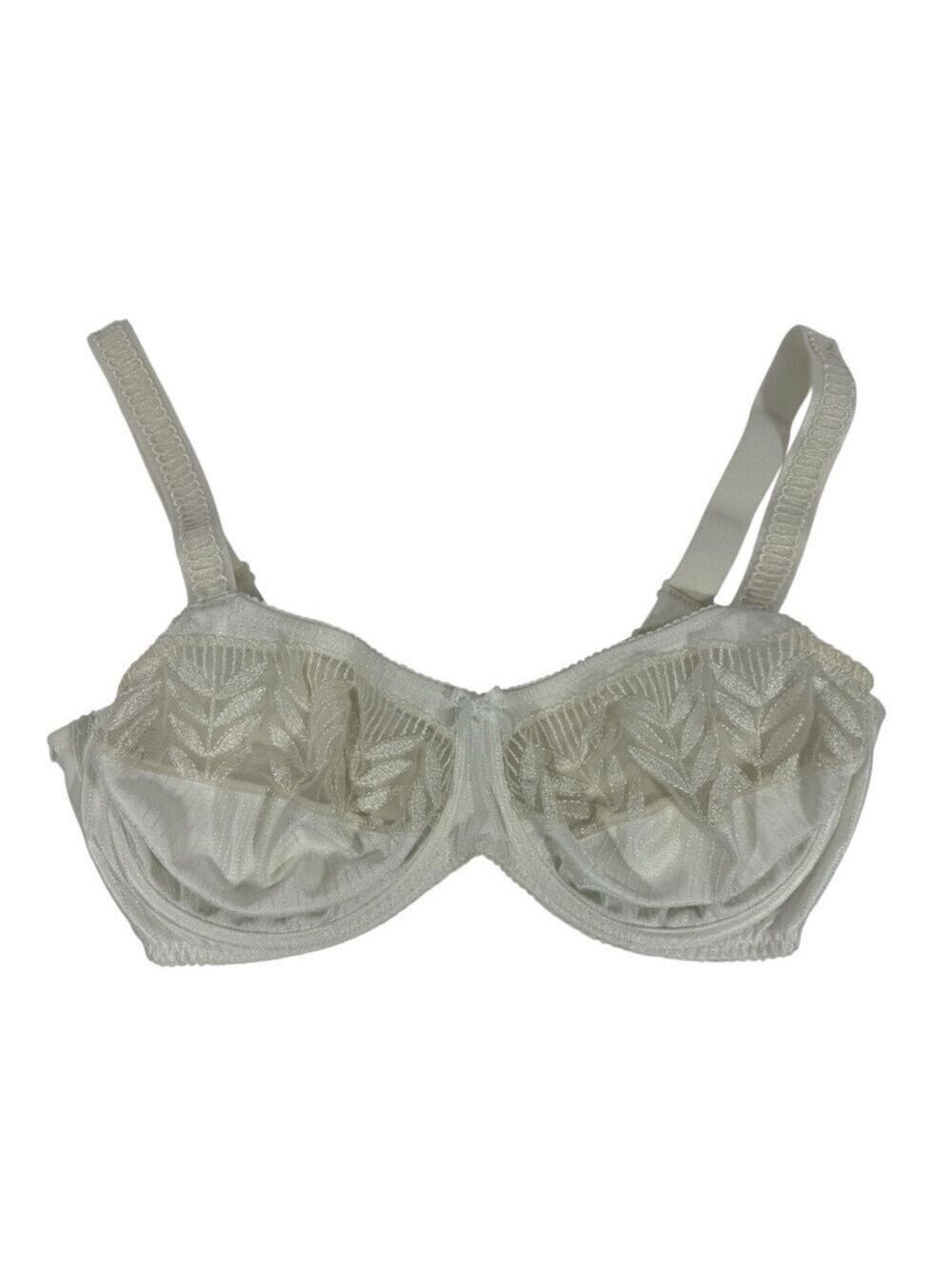 Prima Donna Semi-Sheer Lacy Bra Sz 36E White Underwire Unlined Sexy Lace VGUC